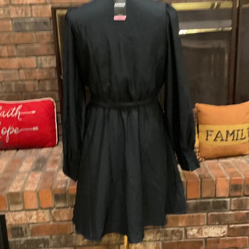 Express Elegant Black Long Sleeve Wrap Dress